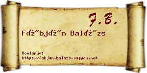 Fábján Balázs névjegykártya